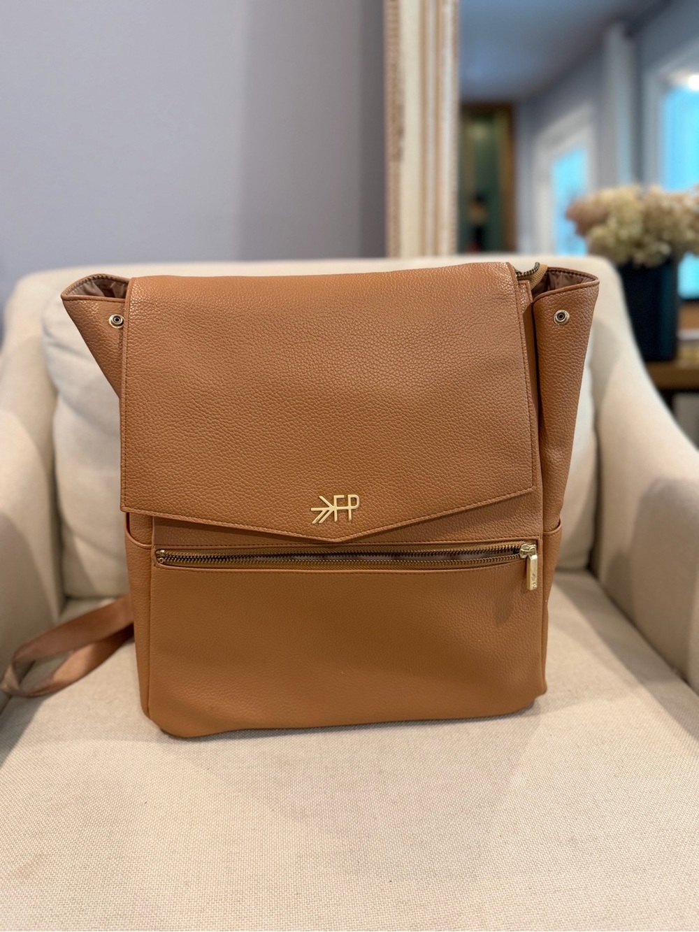 Freshly Picked Tan Leather Backpack Diaper Bag